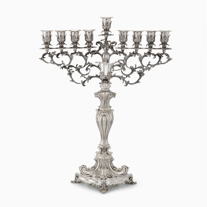 Oval Wave Shine Menorah Sterling Silver