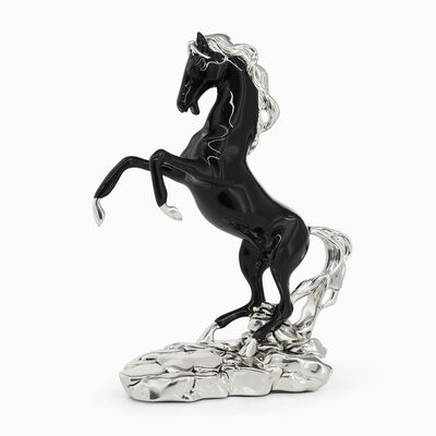 Black Horse on Silver-Plated Rocks Silver-Plated 