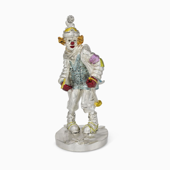 SKIER CLOWN 25CM SILVER PLATED 