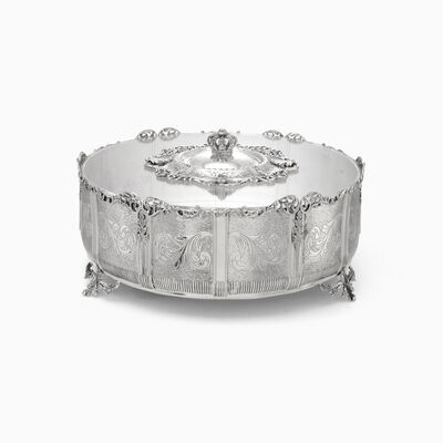 קופסא למצה ברוני עגולה עם עיטור גדול 