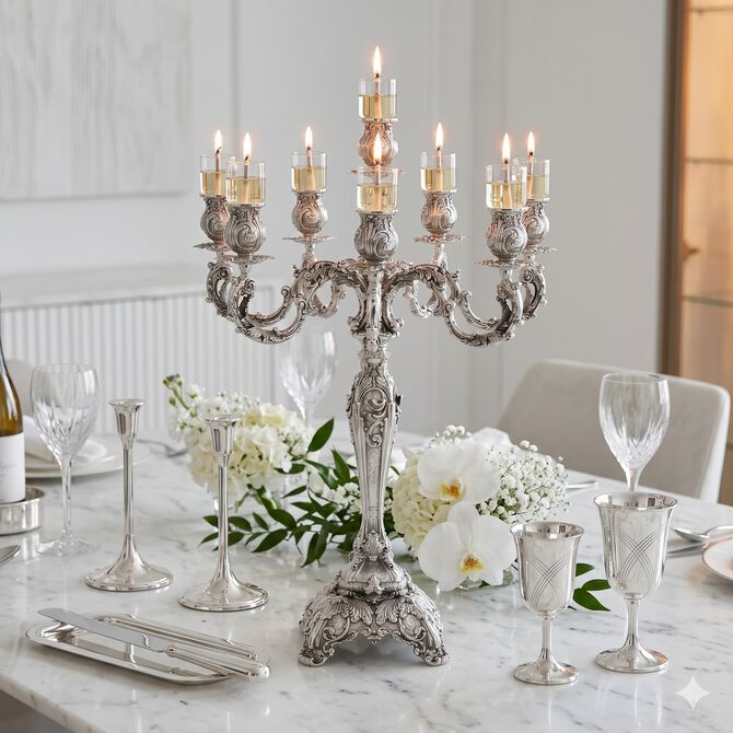 KIANTI CANDELABRA 8 ARMS BRASS 