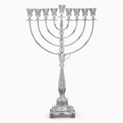 Bakio Decorated Menorah Large Sterling Silver 