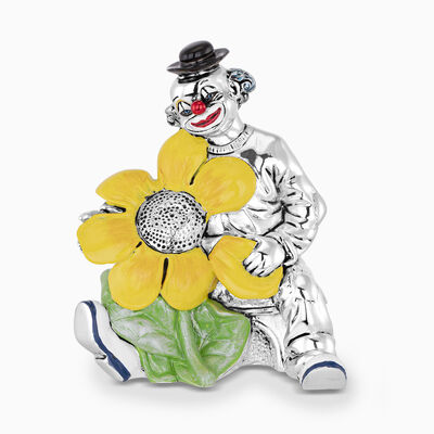 Clown with Sunflower Silver-Plated 