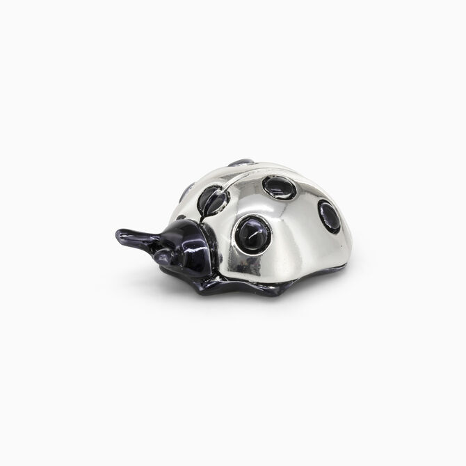 חפושית מצופה כסף נקודות שחורות גדולה 