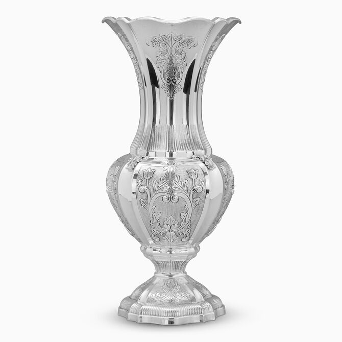Bellagio Fluted Vase - Tall Sterling Silver 