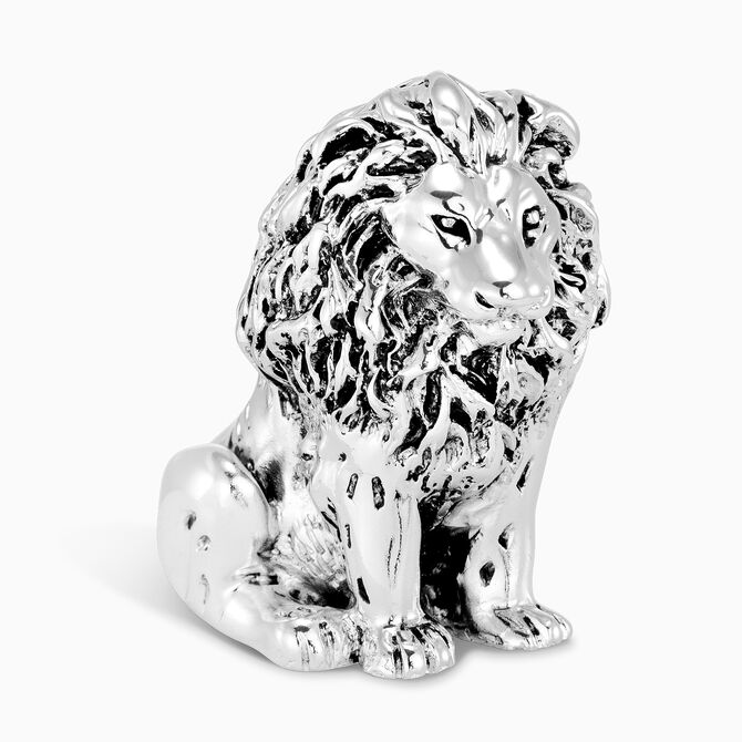 Sitting Lion Miniature Silver-Plated 