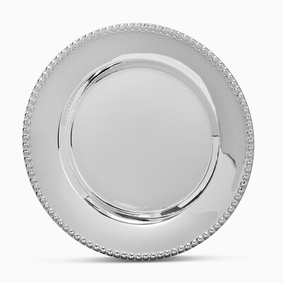 Pearl Border Kiddush Plate Sterling Silver 