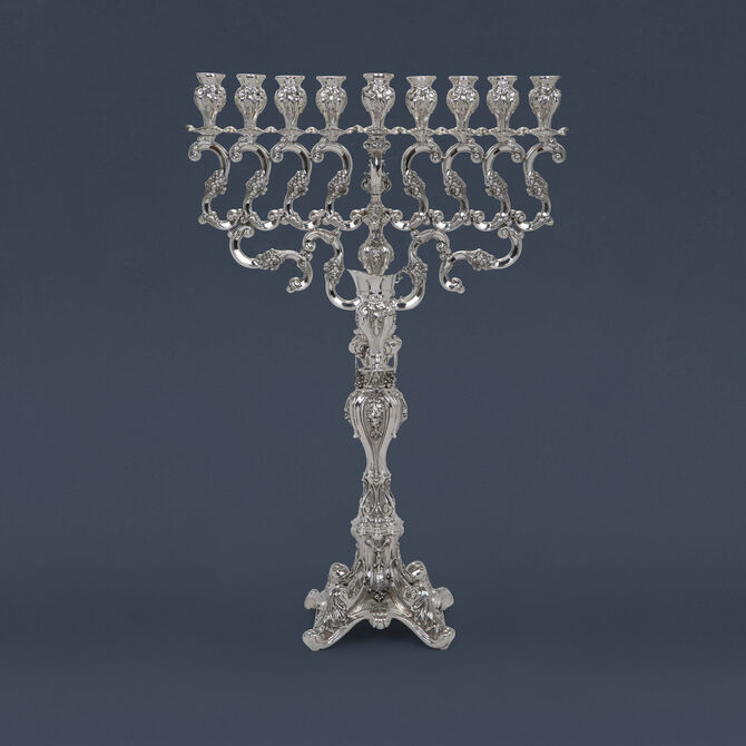 Ben David Jumbo Menorah Medium Sterling Silver 