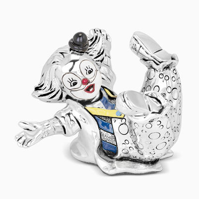 Clown Laying on Back Silver-Plated 