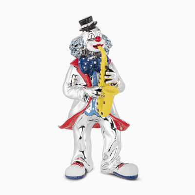 Clown with Saxophone Silver-Plated 
