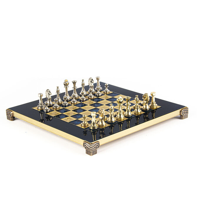 28CM BLUE METAL CHESSBOARD 