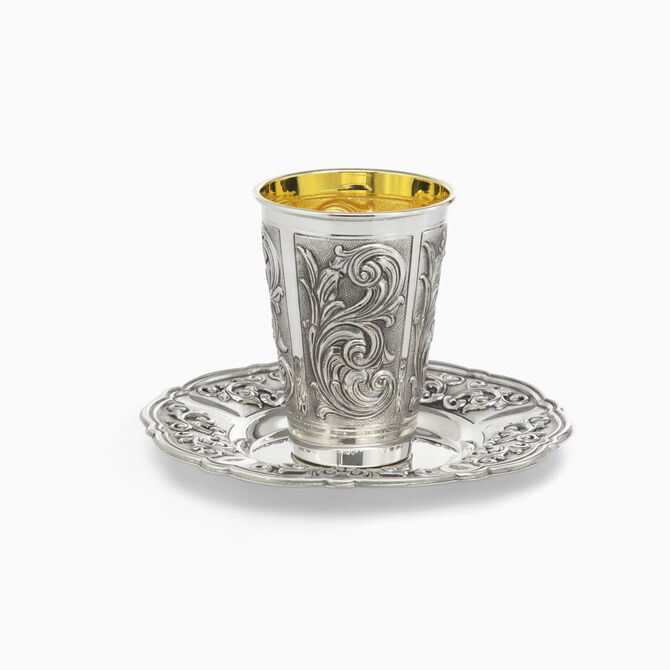 ARENA KIDDUSH CUP AND PLATE 