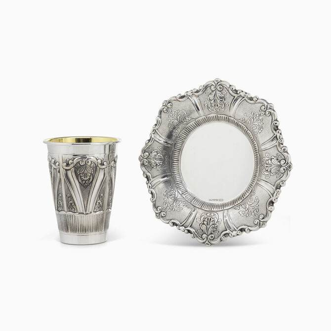 סט גביע וצלחת מניפה 