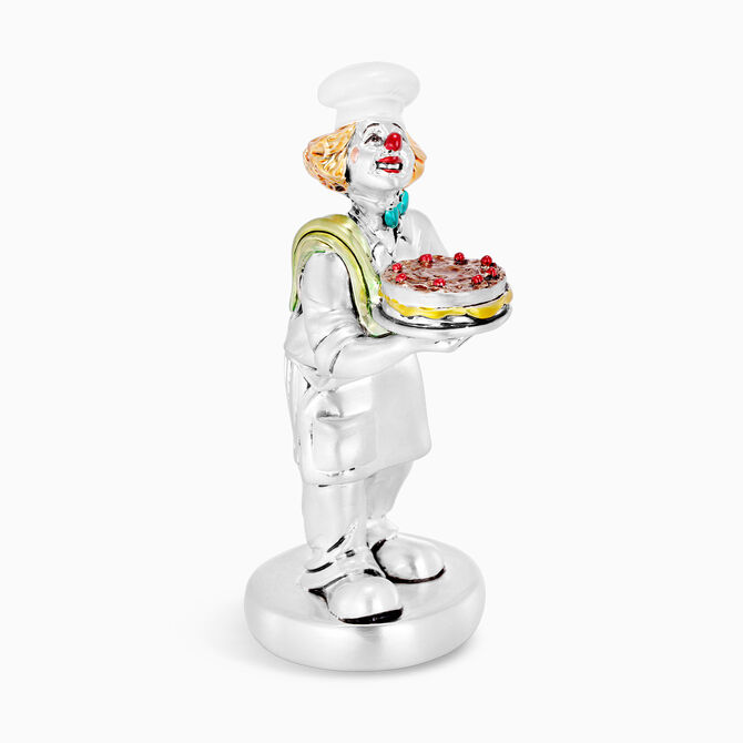 Baker Clown With Cake Silver Plated 