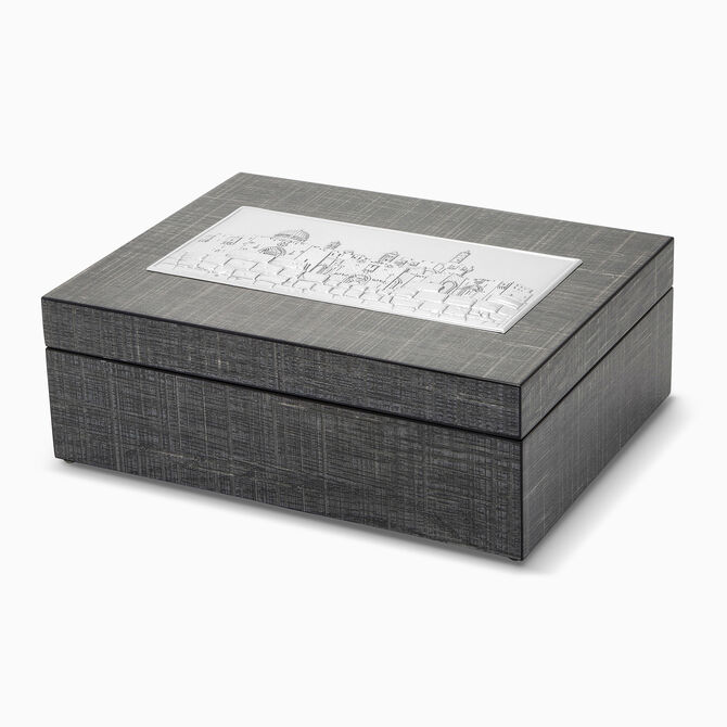 LARGE JERUSALEM TEA BOX- GREY 