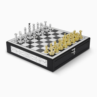 שחמט שחור לבן בקישוט רטרו מצופה כסף גדול 
