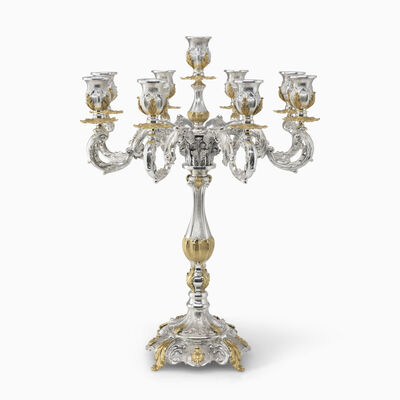 Moses 9 Branch Candelabra with Gold 