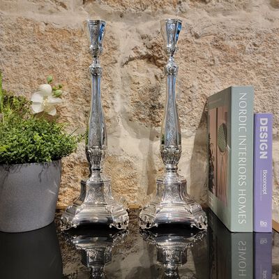Bakio Candlesticks Decorated Sterling Silver Large_2