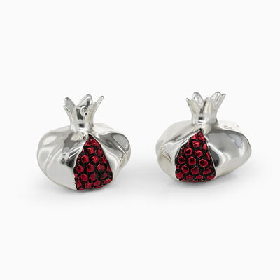 Medium Red Pomegranate Set Silver-Plated 