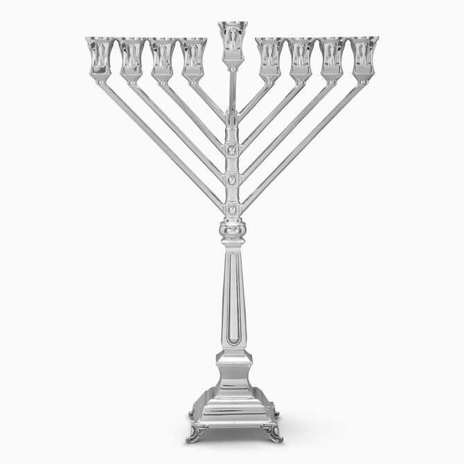 Sufra Chabad Smooth Menorah Sterling Silver 