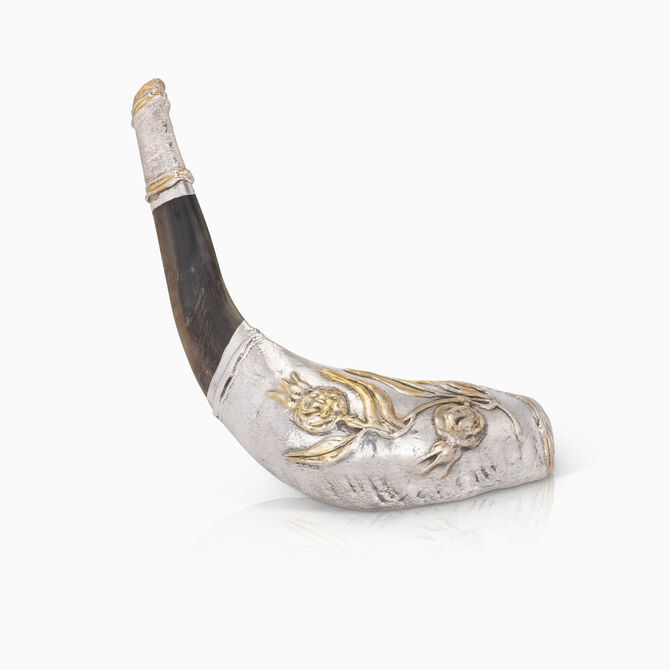 Silver and Gold Pomegranate Shofar Silver-Plated 