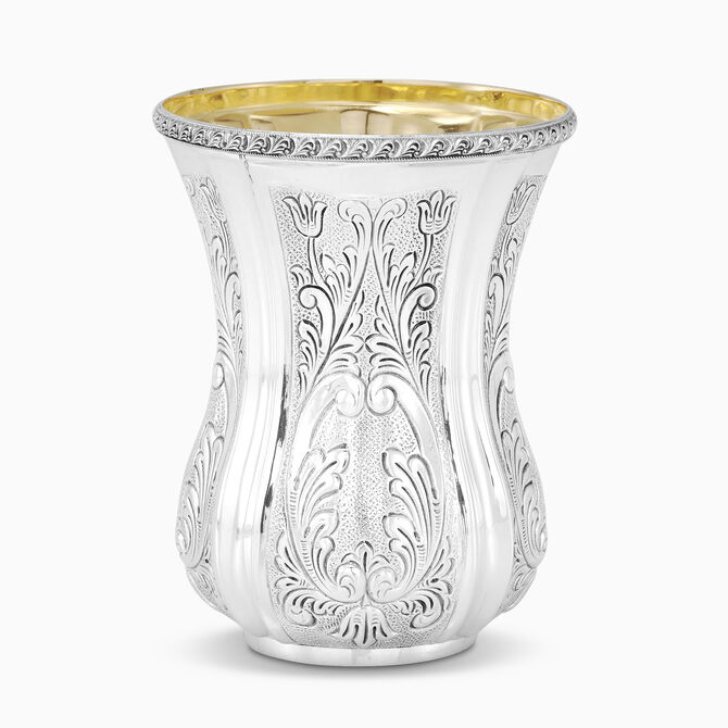 Bellagio Kiddush Cup Round Decorated Silver 