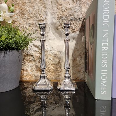 Comino Candlesticks Decorated Silver Small _2