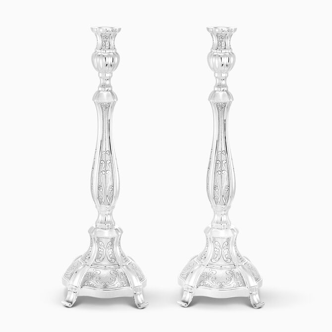 Bell Candlesticks Decorated Sterling Silver 