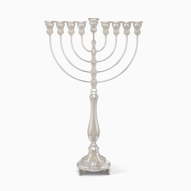 Corolla Diamond Menorah Sterling Silver 