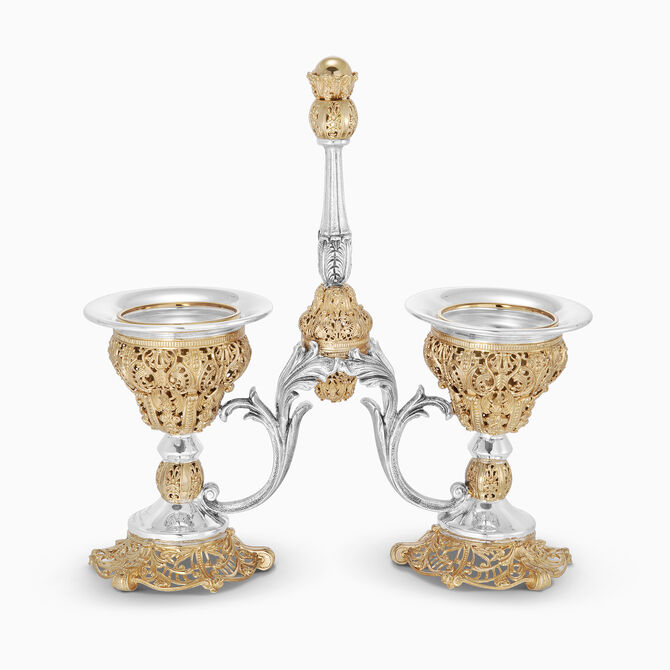 Royal Double Salt Cellar Gold Sterling Silver 