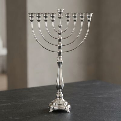 Corolla Smooth Menorah Sterling Silver _2